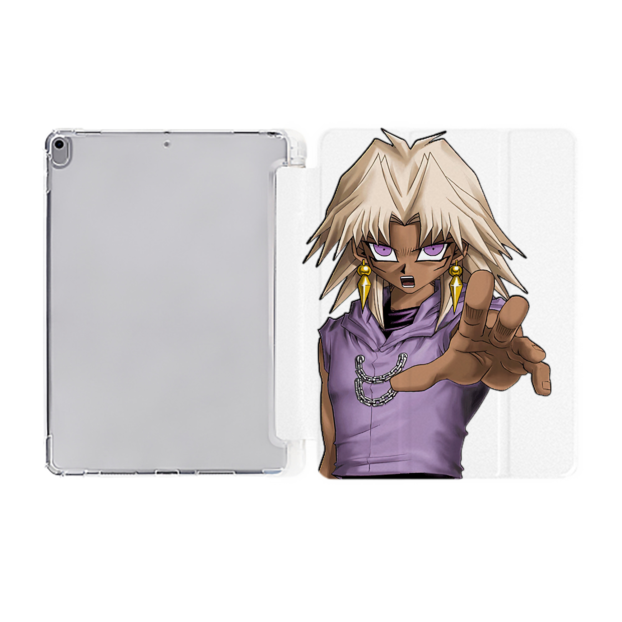 （画像用） 遊☆戯☆王 Yu-Gi-Oh! IPad ケース ペン収納付き 三つ折りスタンド PUレザー×シリコン 対応機種9.5/10.5/10.9インチ